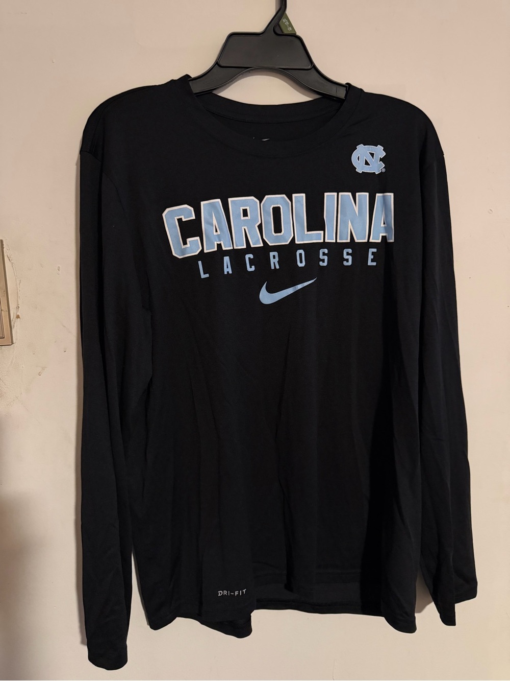 Nike Carolina Lacrosse Long Sleeve Tee - Black & Carolina Blue